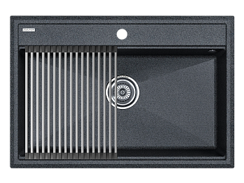 Кухонная мойка + коландер Paulmark PM117551-DG+R375-BS 75х51 цвет графит